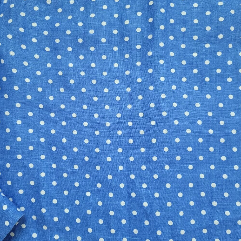 Talbots Polka Dot Shirt Button Up 100% Linen Medium Preppy Coastal Chic Classic - Picture 10 of 11